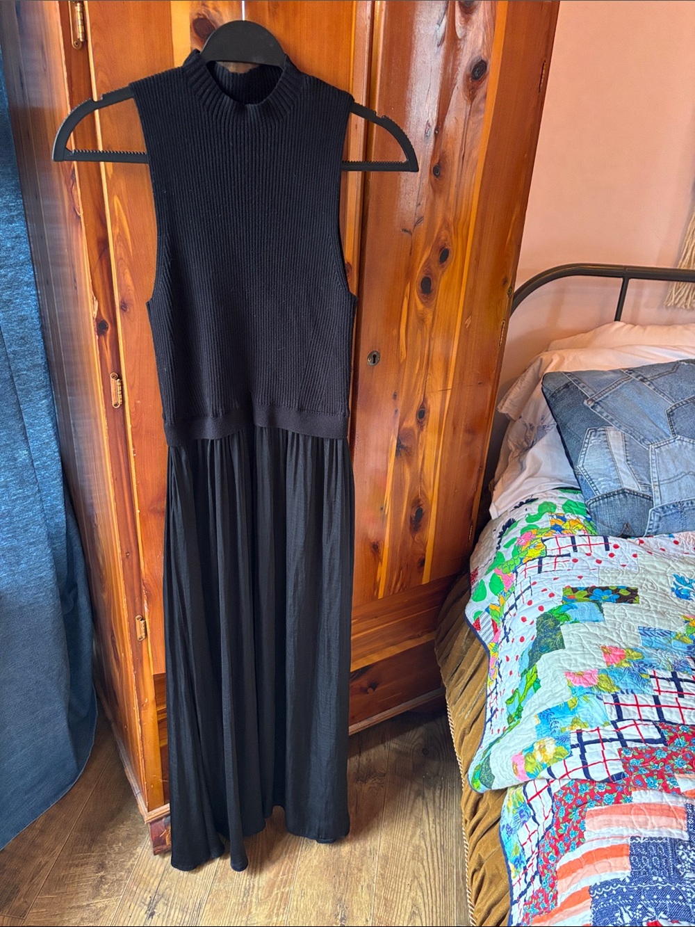Sleeveless Black Maxi Dress with Mock Neck